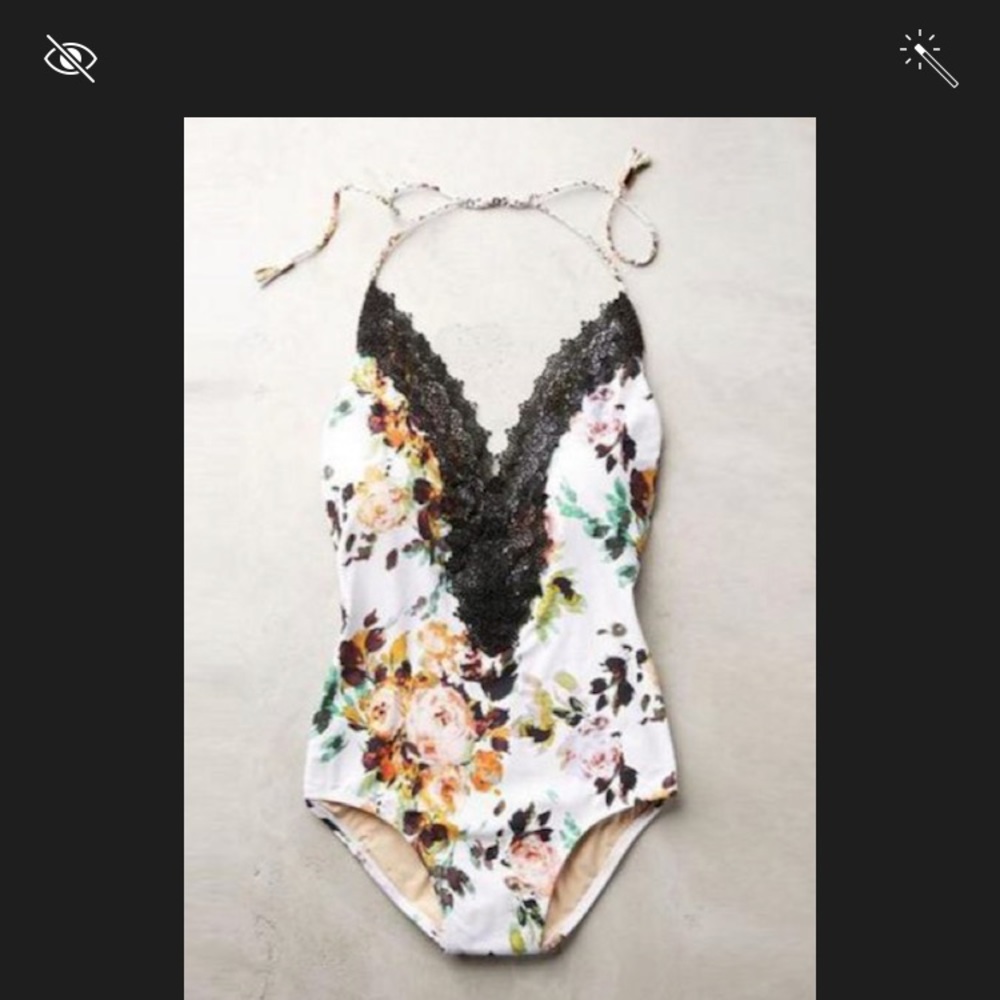 Floral one piece bathing suit